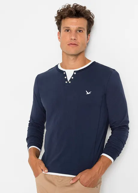 2 in 1 Shirt (2er Pack), Langarm, bonprix