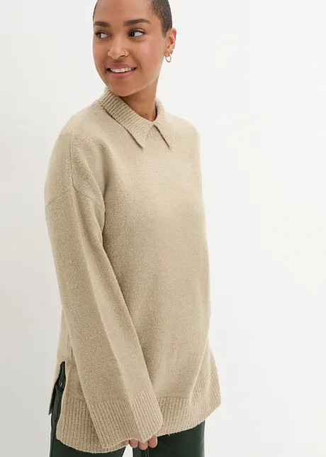 Oversize Pullover mit Turtleneck und Seitenschlitzen, bonprix