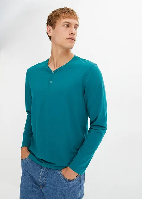 Essential Henleyshirt, Langarm mit Bio-Baumwolle, bonprix