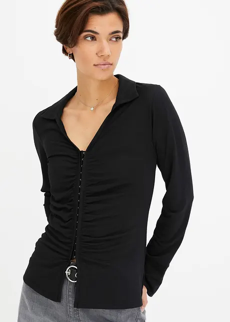 Crepe-Shirt mit Raffung, bonprix