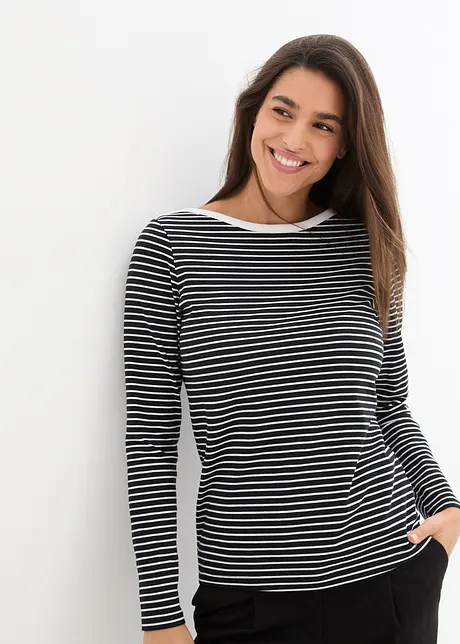 Gestreiftes Langarmshirt mit U-Boot-Ausschnitt, bonprix