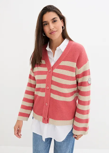 Gilet en maille coton rayé, bonprix