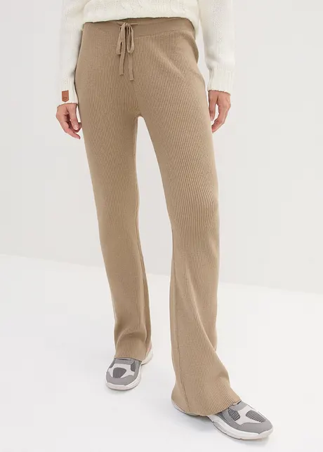 Pantalon en maille à taille élastiquée et lien à nouer, bonprix