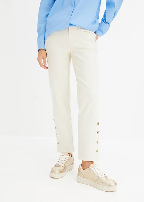 Pantalon en twill avec boutons en bas des jambes, bonprix