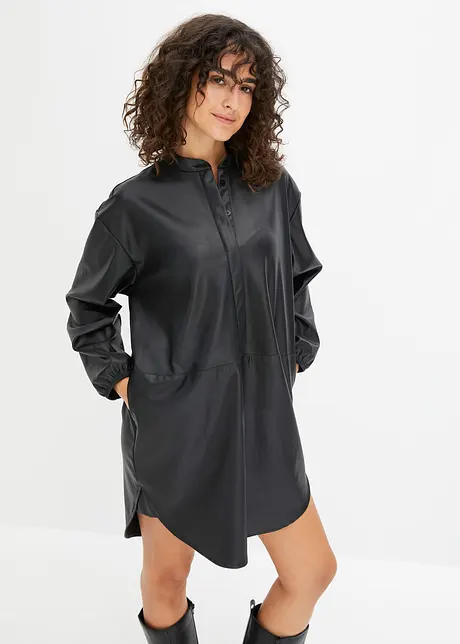 Oversized Lederimitat-Kleid, bonprix