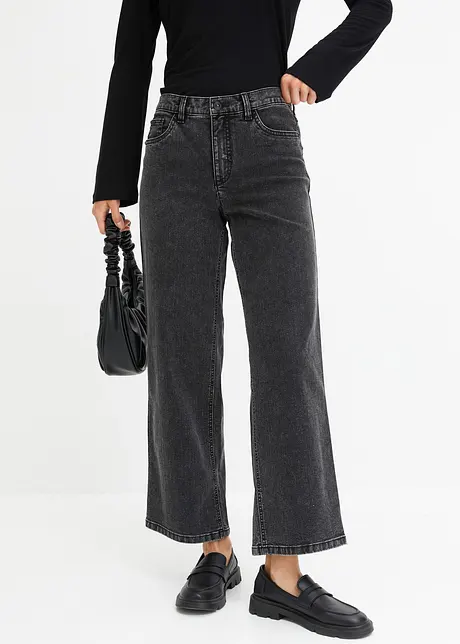 Wide-Leg-Jeans Mid Waist, bonprix