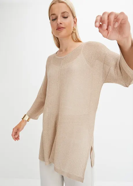 Oversize-Pullover mit Ajourmuster, bonprix