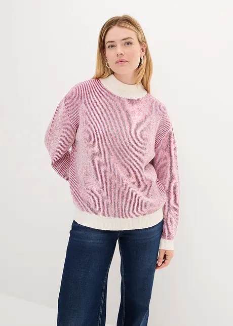 Pull rayé avec col montant, bonprix