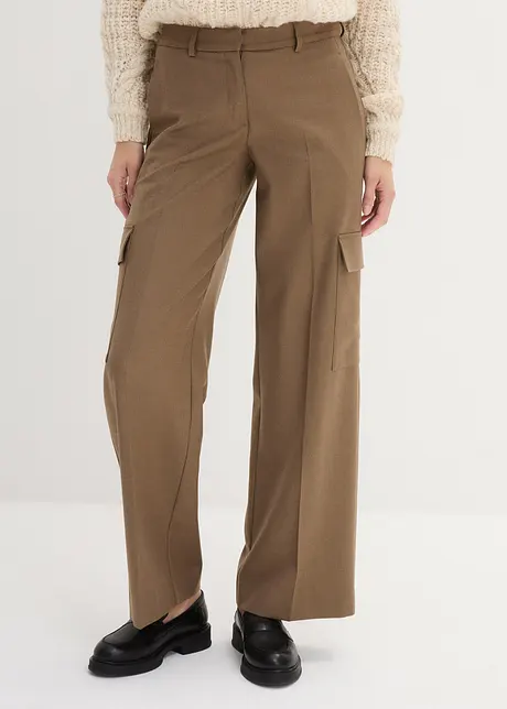 Pantalon cargo en laine, coupe large, bonprix