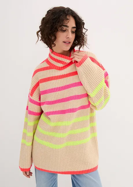 Oversize-Pullover mit Neonstreifen, bonprix