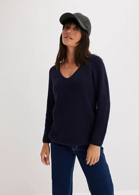 Gerippter Pullover aus reiner Baumwolle, bonprix