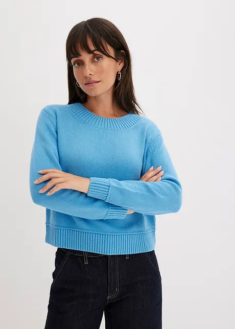 Gerippter Pullover aus reiner Baumwolle, bonprix