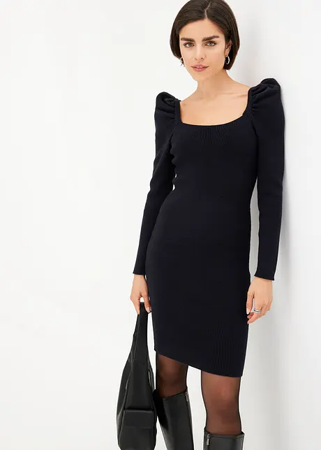 Robe en maille à décolleté carré, bonprix