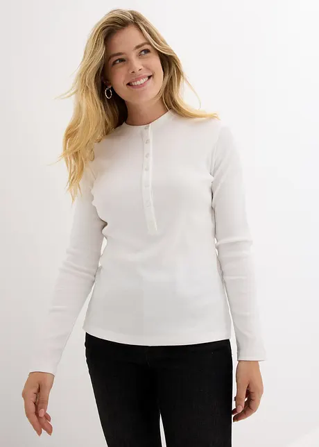 Baumwoll- Henleyshirt aus Rippe, bonprix