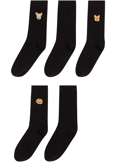 Socken mit Stickerei mit Bio-Baumwolle (5er Pack), bonprix