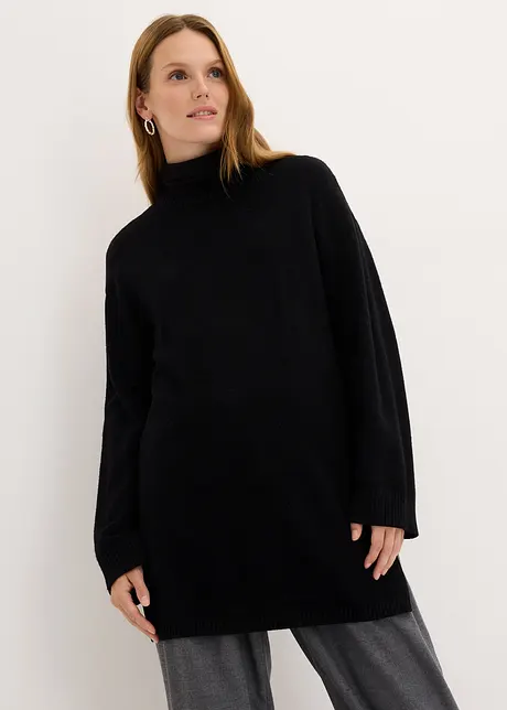 Long-Feinstrickpullover mit Seitenschlitzen aus Viskose-Mix, bonprix