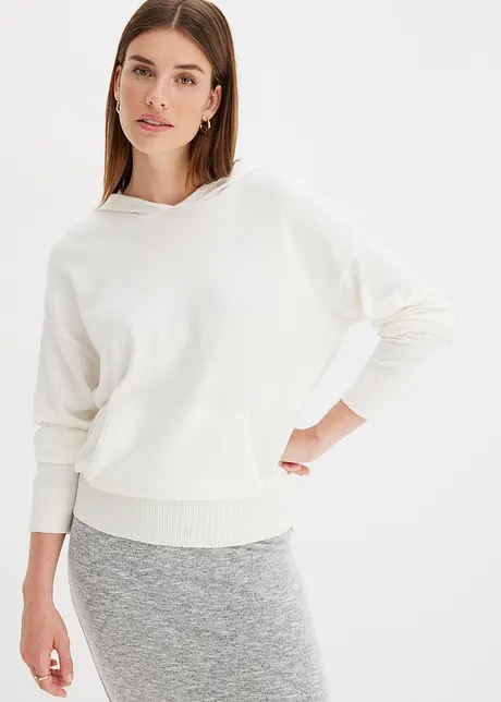 Strick-Hoodie mit Kängurutasche aus Viskose-Mix, bonprix