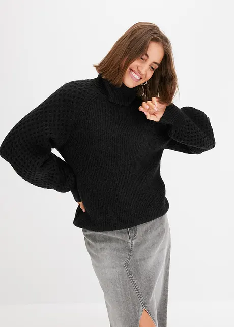 Grobstrick-Pullover mit Zopfmuster, bonprix