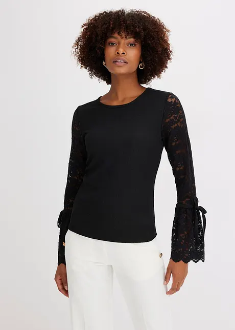 Langarmshirt mit Spitze, bonprix