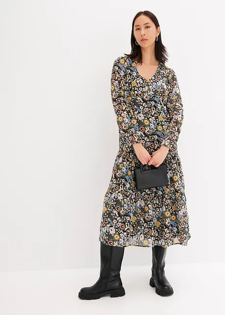 Chiffonkleid mit Volants, bonprix