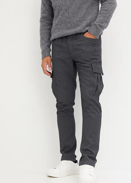 Pantalon cargo à pinces, Regular Fit, en flanelle, Straight, bonprix