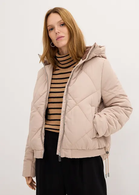 Kurze Steppjacke mit Futter in Kontrastfarbe, bonprix