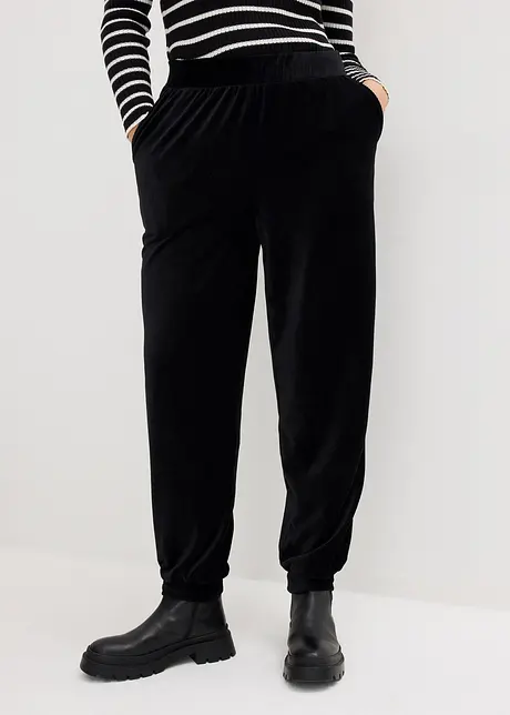 Pantalon en velours stretch à ceinture élastiquée, longueur cheville, bonprix