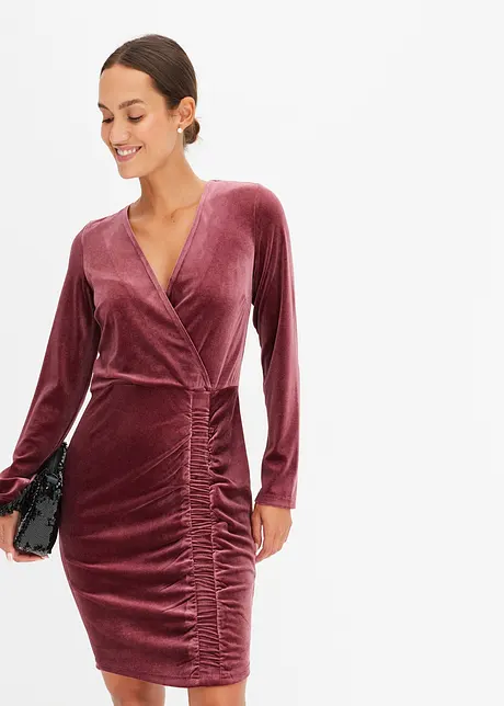 Samt-Kleid mit Raffung, bonprix