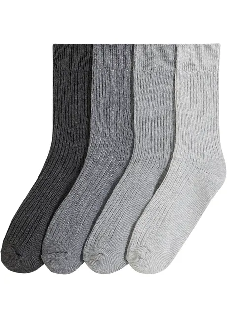 Lot de 4 paires de chaussettes douillettes à texture côtelée, bonprix