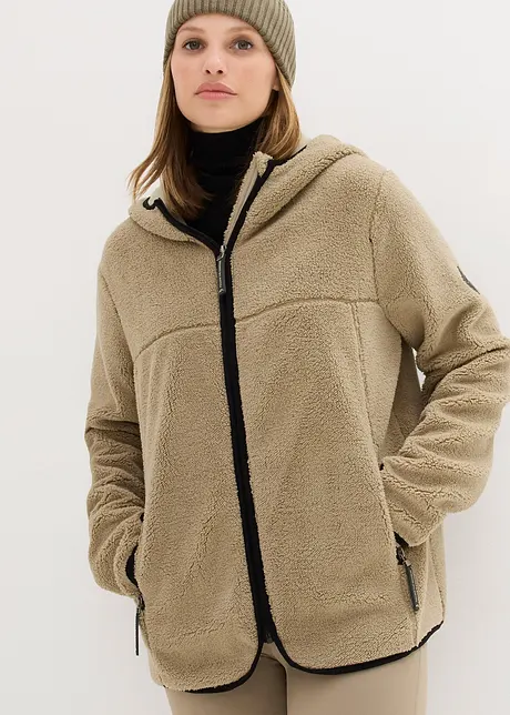 Teddy-Fleece Jacke mit Kapuze, bonprix