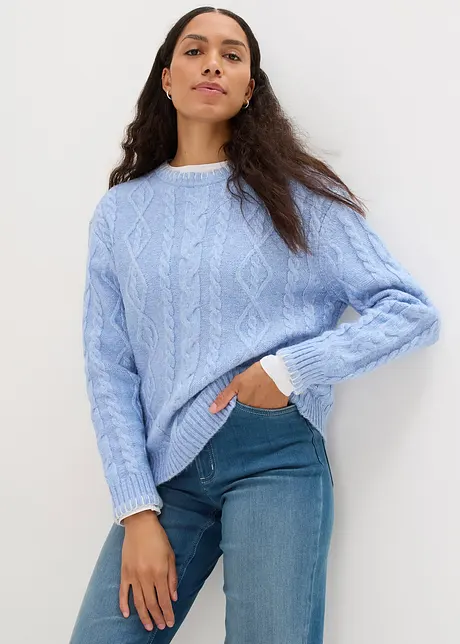 Pull en maille torsadée, bonprix