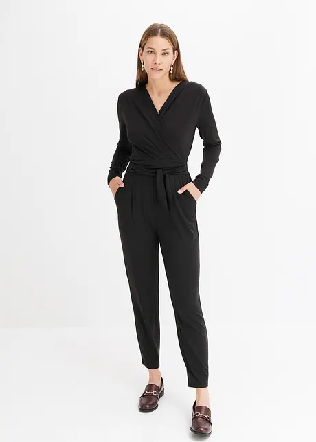 Jersey-Jumpsuit in Wickeloptik, bonprix