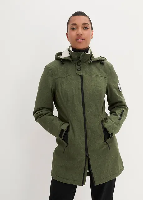 wasserdichte Funktions-Outdoor-Longjacke mit Teddyfleece, bonprix