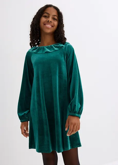 Mädchen Samtkleid mit Volants, bonprix