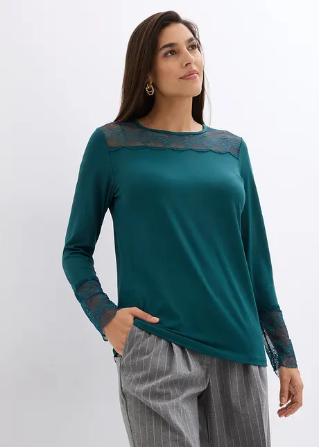 Langarmshirt mit Spitze, bonprix