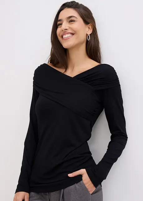 Langarmshirt mit Schalkragen, bonprix