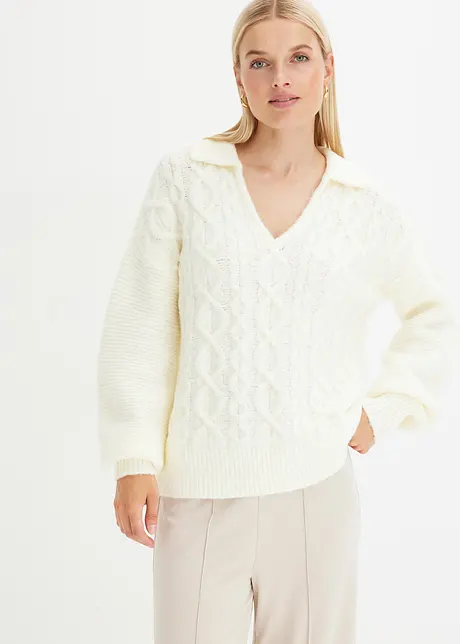 Oversize-Pullover mit Zopfmuster, bonprix