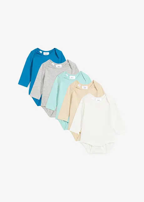 Lot de 5 bodies manches longues, bonprix