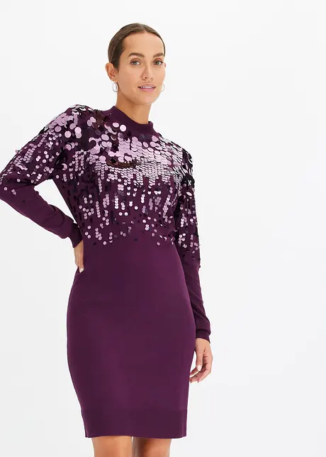 Robe en maille à sequins, bonprix