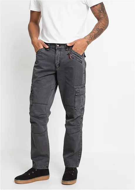 Pantalon cargo 100% coton, coupe droite et loose, bonprix