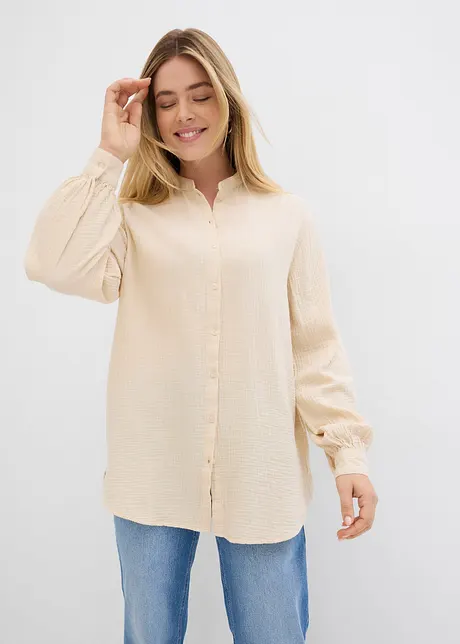 Musselin-Longbluse aus Baumwolle, bonprix