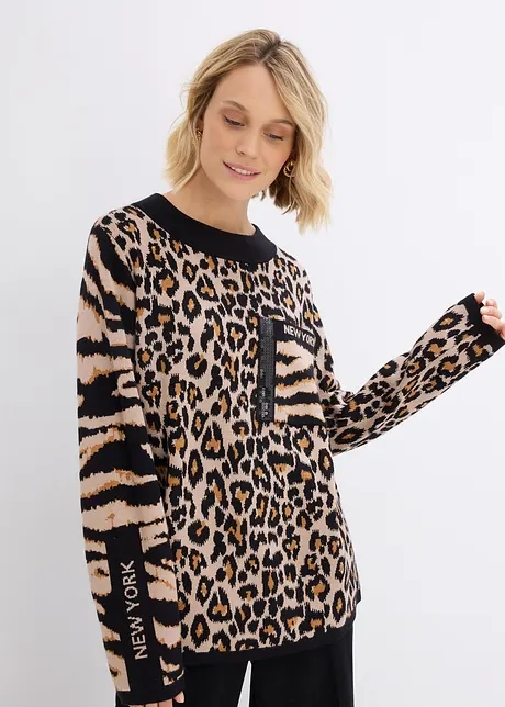 Pullover im Leoprint Design, bonprix