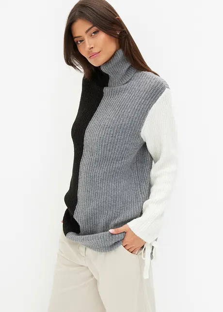 Pull long tricolore, bonprix