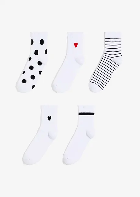 Kurze Tennissocken mit Bio-Baumwolle (5er Pack), bonprix