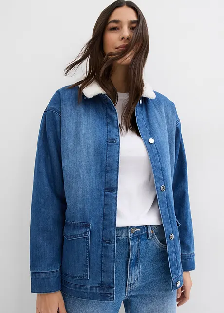 Veste en jean à col peluche, rembourré, bonprix