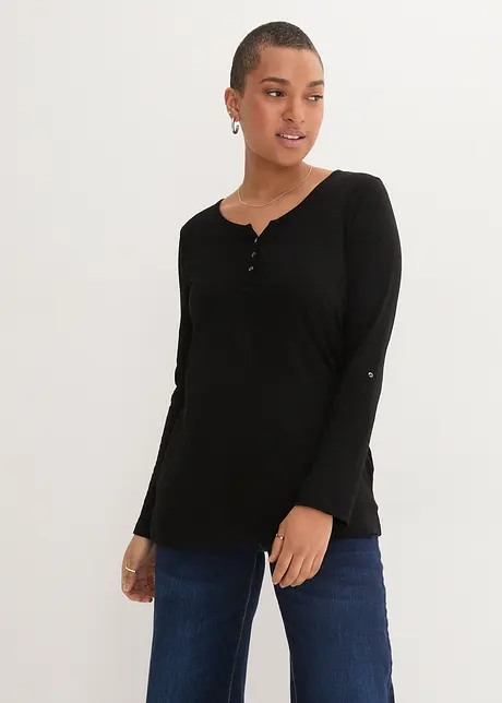 Shirt mit Knopfleiste aus reiner Bio-Baumwolle, bonprix