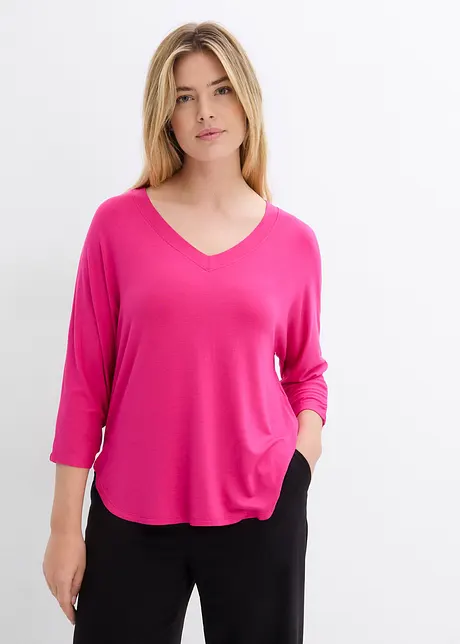 Shirt mit 3/4 Arm aus Viskose-Elasthan-Mix, bonprix