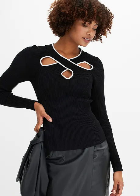 Pull court en maille fine, bonprix