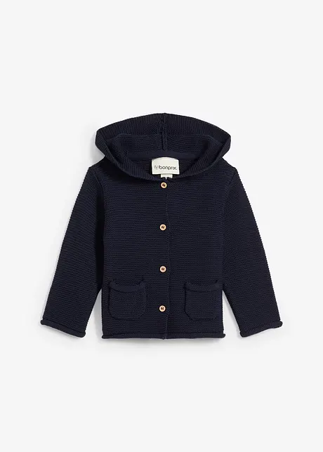 Strickjacke mit Kapuze und Knöpfen, bonprix