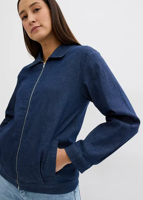 Veste en jean, style blouson, avec fermeture zippée, bonprix